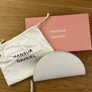Mansur Gavriel Moon Clutch/Wrislet White with bag and box